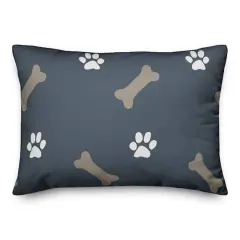 Bones & Paws Indoor/Outdoor Lumbar Throw Pillow Blue