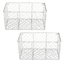 DII&reg; Small Antique White Wall Mount Chicken Wire Baskets, 2ct.