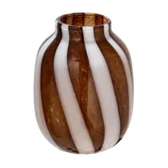 Hello Honey&reg; 9" Brown & White Striped Glass Vase
