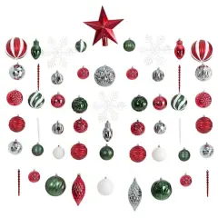 100ct. Holiday Deluxe Shatterproof Christmas Tree Ornament Box Set