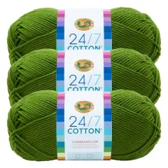 3 Pack Lion Brand&reg; 24/7 Cotton&reg; Yarn Grass