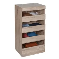 Honey Can Do Brown Tall & Narrow Stackable Storage Drawers with Wood Finish