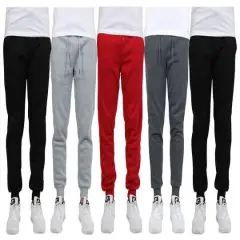 Galaxy by Harvic Fleece-Lined Men's Jogger Sweatpants 5 Pack Black/Heather Gray/Red/Charcoal/Black