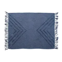 Hello Honey&reg; Blue Tufted Chevron Cotton Blend Throw with Tassels