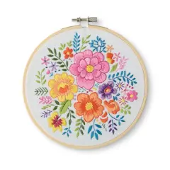 6" Floral Stamped Design Embroidery Kit with Hoop by Loops & Threads&reg;
