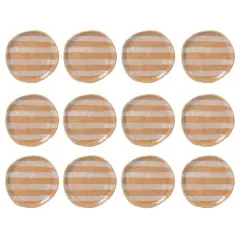 Hello Honey&reg; 6" Brown & White Striped Hand-Painted Stoneware Plate, 12ct.