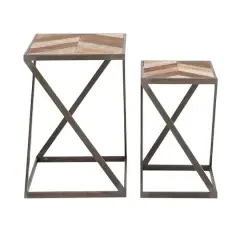 Brown Wood Modern Accent Table Set