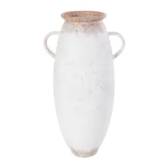 23.5" Distressed White Metal Vase