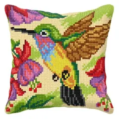 Orchidea Needlepoint Kit Cushion - Printed Canvas Humming Bird
