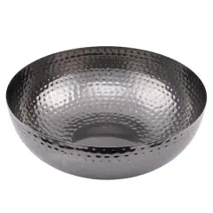 Hello Honey&reg; 14" Oxidized Silver Round Hammered Metal Bowl