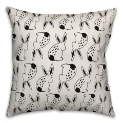 Black & White Spotted Bunny Pattern Throw Pillow