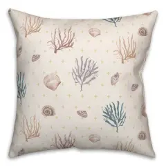Multicolor Shell Plus Throw Pillow Coral and Yellow on White