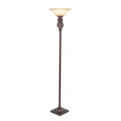Brown Metal Traditional Floor Lamp, 70" x 15" x 15"