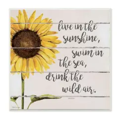 Stupell Industries Live In Sunshine Drink Wild Air Phrase Sunflower,12" x 12"