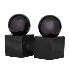 CosmoLiving by Cosmopolitan 7" Marble Orb Bookend Set Black