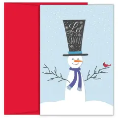 JAM Paper Top Hat Snowman Christmas Cards & Envelopes Set, 18ct.