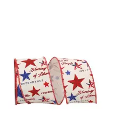 The Ribbon Roll 2.5" x 10yd. Wired Vintage Americana Stars Ribbon