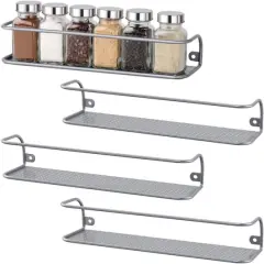 NEX&trade; Silver Wall-Mount Metal Spice Racks for Kitchen Storage, 4ct.
