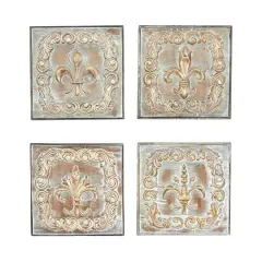 Brass Metal Fleur De Lis Wall D&eacute;cor Set