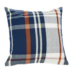 20'' Square Plaid Cotton Pillow Cover