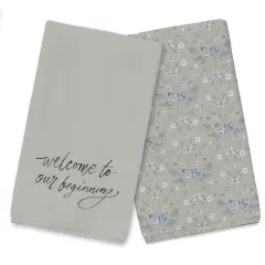 Welcome to Our Beginning Tea Towel Set Sage