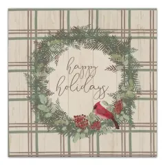 Happy Holidays Plaid Canvas Wall Art