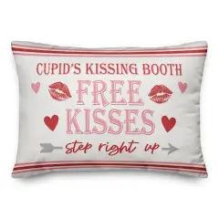 Cupid Kissing Booth Throw Pillow, 14" x 20"
