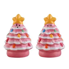 3.75" Pink Nostalgic Ceramic Tree Salt & Pepper Shaker Set