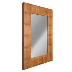 Brown Carved Wood Framed Rectangle Decorative Wall Mirror - 30" x 40"