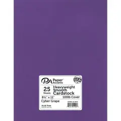 PA Paper&trade; Accents 8.5" x 11" 100lb. Smooth Cardstock, 25 Sheets Cyber Grape