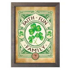 Irish- Faith, Fun, Family with Irish Penny Coin in 5" x 7" Frame