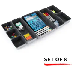 Welaxy Felt 8 Piece Drawer Organizer Tray Set Charcoal