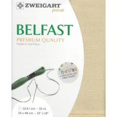 Zweigart&reg; Precut Belfast 32 Count Canvas, 19" x 27" Antique Ivory