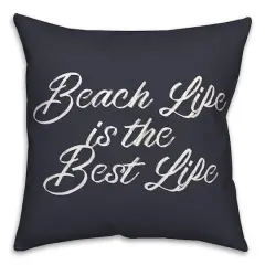 Beach Life Is the Best Life Throw Pillow Navy