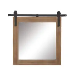Brown Industrial Wood Wall Mirror