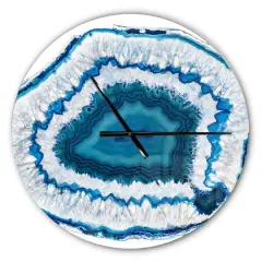 Designart 'Blue Agate Crystal Modern Wall Clock