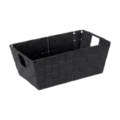 Simplify Small Black Woven Storage Shelf Bin