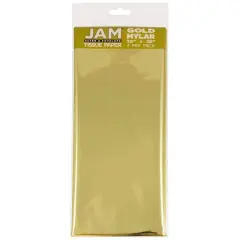 JAM Paper Mylar 20" x 26" Tissue Paper, 3ct. Gold Mylar