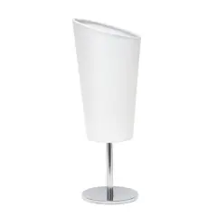 Simple Designs&trade; 12.5" Mini Chrome Table Lamp with Angled Fabric Shade White
