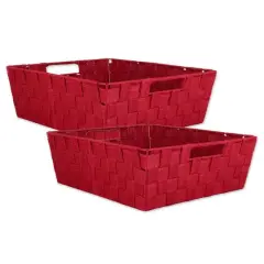 DII&reg; Nylon Basketweave Trapezoid Bin Set, 2ct. Red