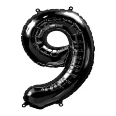 34" Black Number Foil Balloon 9