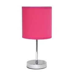 Creekwood Home Nauru 12" Brushed Nickel Petite Metal Stick Table Lamp Hot Pink