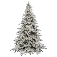 6.5ft. Pre-Lit Flocked Utica Fir Artificial Christmas Tree, Pure White LED Lights