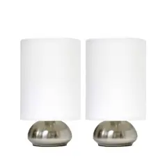 Simple Designs&trade; 2-Pack Mini Touch Lamps with Shades Brushed Nickel Base and Ivy Shades