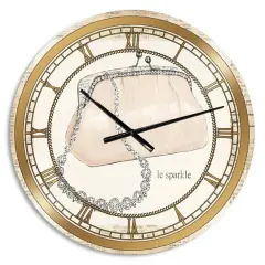 Designart Glamorous Sparkle Purse I Glam Wall Clock Multi