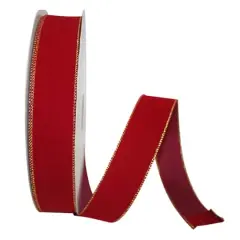 Reliant 1/2" x 50yd. Velvet Wired Ribbon Scarlet/Gold
