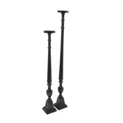 Aluminum Tall Floor Pillar Candle Holder Set Black