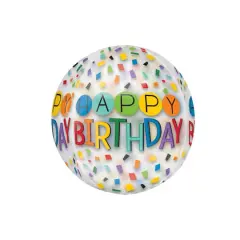 Orbz&reg; XL&trade; 16" Happy Birthday Rainbow Foil Balloon