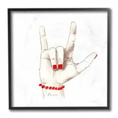 Stupell Industries I Love You Sign Language Gesture Red Accents Black Framed Wall Art
