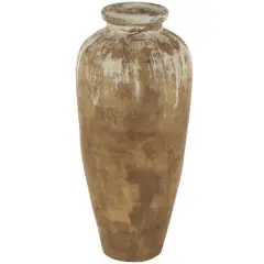 Brown Ceramic Antique Style Distressed Patina Vase